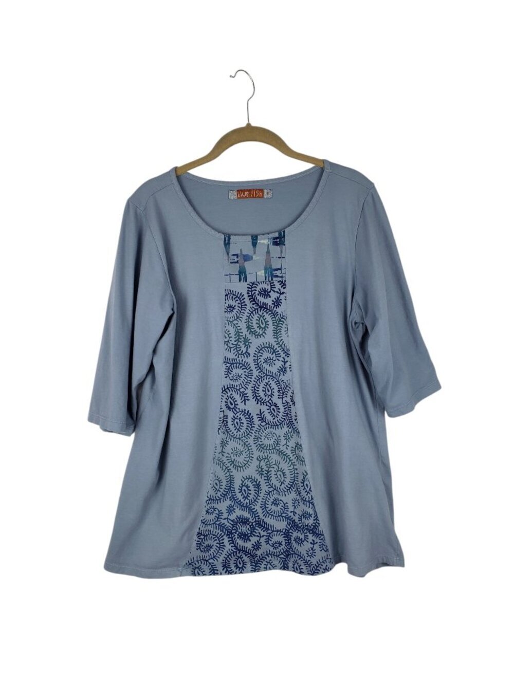 Blue Fish Clothing Sunny Day Top Summer Blue Bell Seam 3/4 Size 1 Womens M